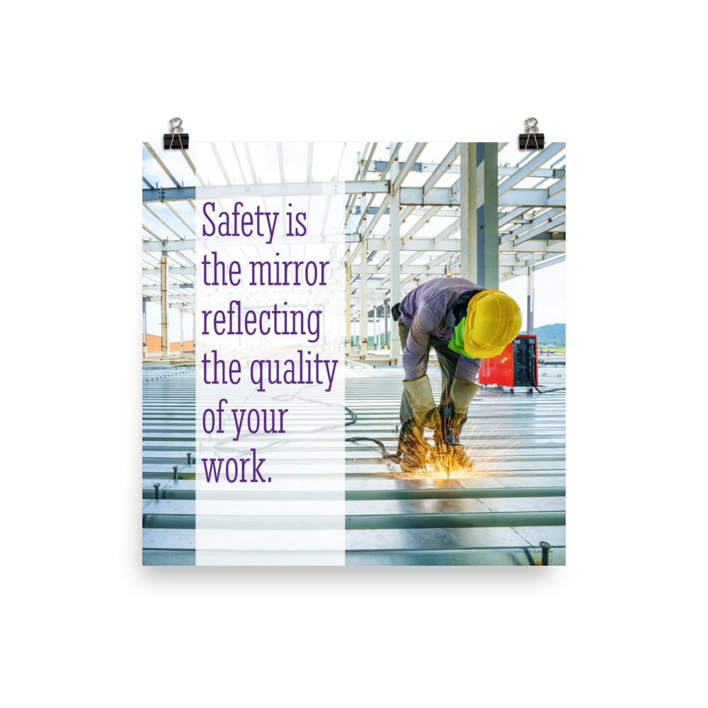 Construction Safety Poster: Reflecting Quality in Every Safe Action, image size:1000x1000