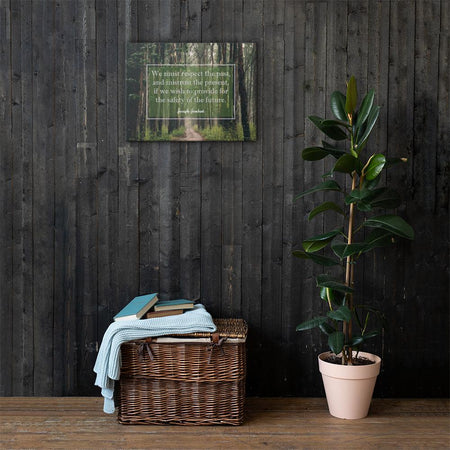 A workplace safety poster of a lush green forest with a footpath cutting directly in the middle winding down the forest with the a safety quote by Joseph Joubert centered on the poster.