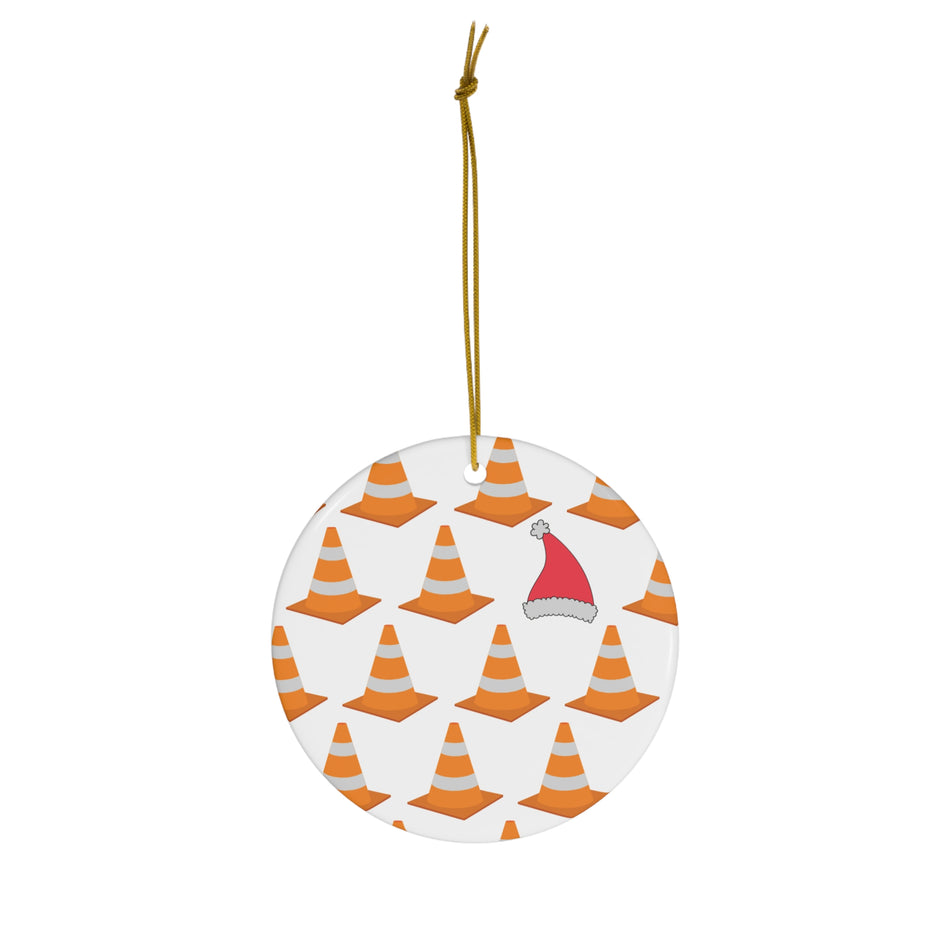 Safety Cone Santa Hat - Christmas Ornament