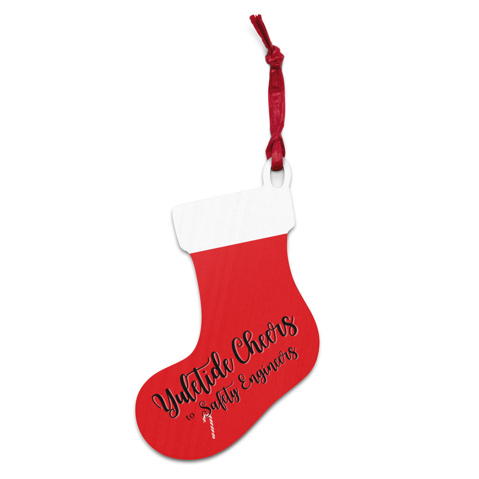 Yuletide Cheers - Wooden Stocking Holiday Ornament