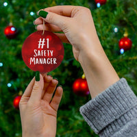 #1 Safety Manager - Festive Holiday and Christmas Tree Ornament - notVariant - 4