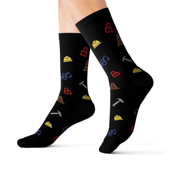 Construction Icons - Black Socks