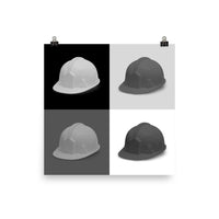 Monochrome Safety Art - Hard Hat - Premium Safety Poster