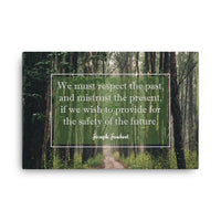 A workplace safety poster of a lush green forest with a footpath cutting directly in the middle winding down the forest with the a safety quote by Joseph Joubert centered on the poster.