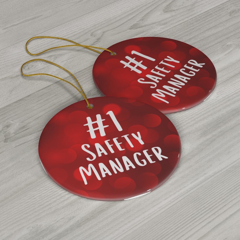 #1 Safety Manager - Festive Holiday and Christmas Tree Ornament - notVariant - 3