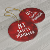 #1 Safety Manager - Festive Holiday and Christmas Tree Ornament - notVariant - 3
