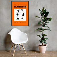 Slip & Fall Hazard Warning - Framed Safety Posters