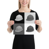 Monochrome Safety Art - Hard Hat - Premium Safety Poster