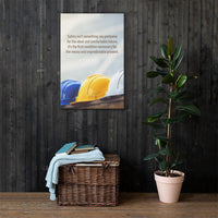 A workplace safety poster showing 3 multi colored hardhats sitting on a wall with the slogan safety isn't something you postpone for the ideal and comfortable future. It's the first condition necessary for the messy and unpredictable present.