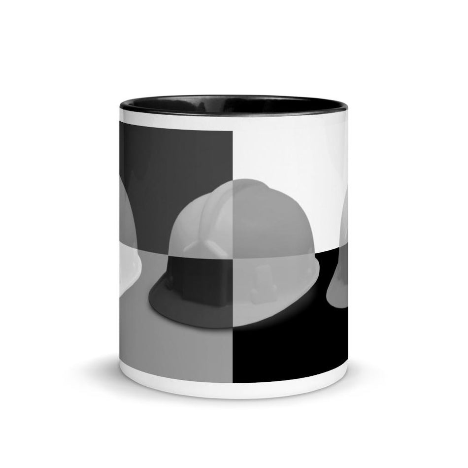 Monochrome Art Hard Hat - Ceramic Mug with Color Inside