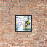 A workplace safety poster showing a construction worker wearing all of the proper PPE and bending over to work on a huge sheet of metal with sparks flying everywhere with the slogan safety is the mirror reflecting the quality of your work.