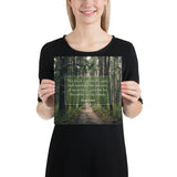 A workplace safety poster of a lush green forest with a footpath cutting directly in the middle winding down the forest with the a safety quote by Joseph Joubert centered on the poster.