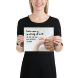 A safety poster showing a close-up of a baby's tiny hand wrapped around their parent's finger with the slogan take care of yourself at work so you can take care of them at home.