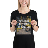 A safety poster showing a close-up of various PPE including safety glasses, ear muffs, gloves, a hard hat, and work boots with the quote by Cicero in the foreground.