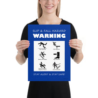 Slip & Fall Hazard Warning - Premium Safety Poster