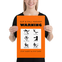 Slip & Fall Hazard Warning - Premium Safety Poster
