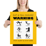 Slip & Fall Hazard Warning - Premium Safety Poster