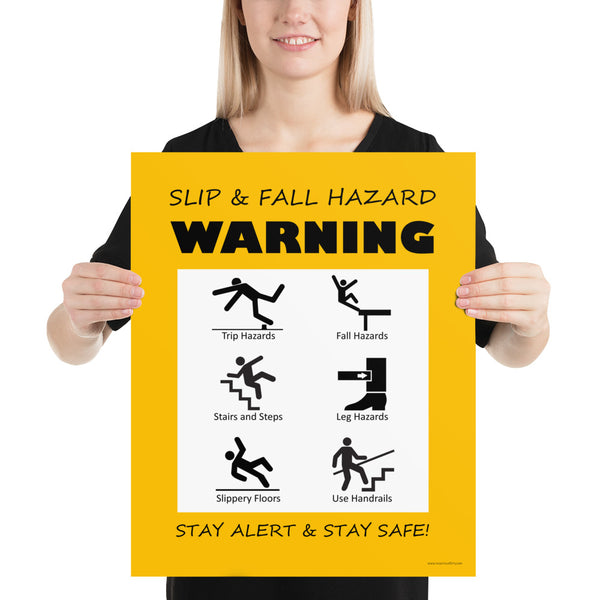 Wall Fall Risk Poster Workplace Safety Poster: Stay Alert, Stay Safe from Slip and Fall ...
