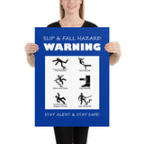 Slip & Fall Hazard Warning - Premium Safety Poster